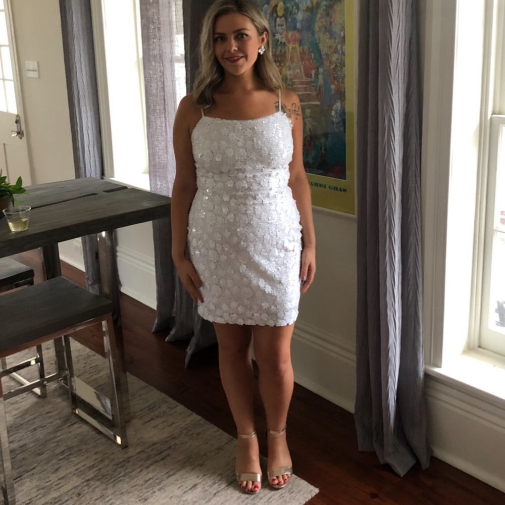 White Jennifer Sequin Shift Dress